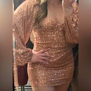 Princess Polly Rose Gold Sequin Mini Dress